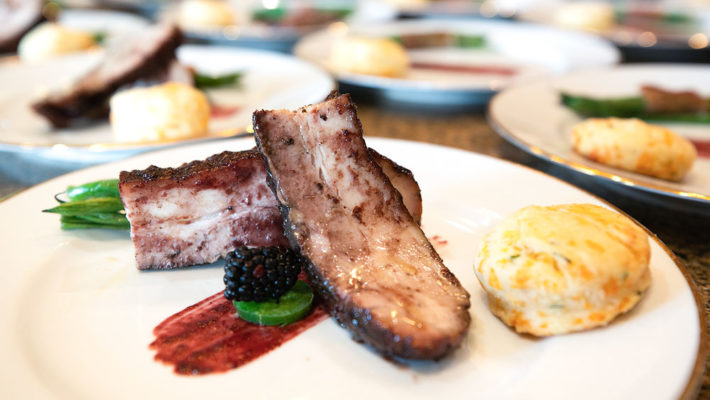 Blackberry Jalapeno glazed pork belly