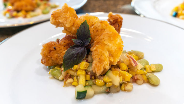 Southern Fried Chicken with corn succotash